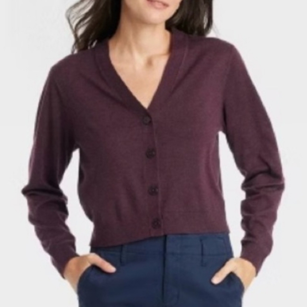 A New Day Button Font Cardigan-burgundy